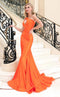 Jessica Angel JA2469 One-Shoulder Fitted Ruched Court Train Prom Jersey Dress