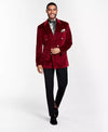 Mens Blazer Burgundy Velvet Blazer  - Double breasted Blazer