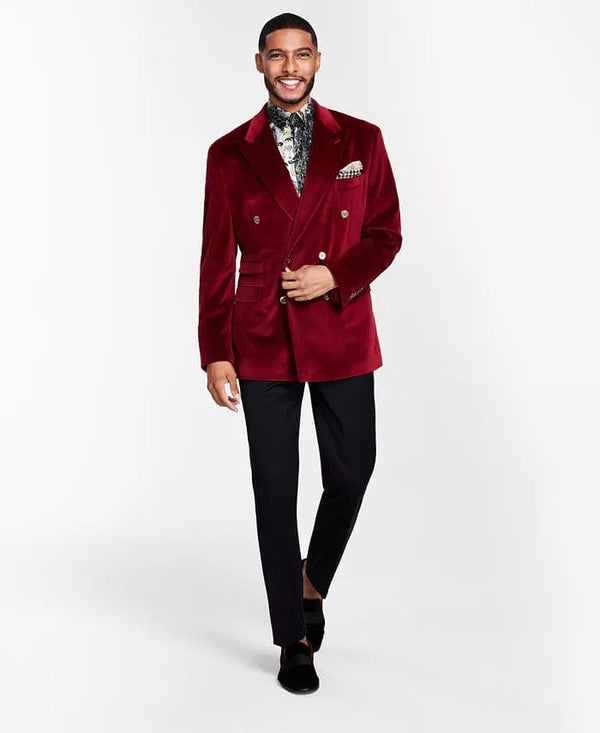 Mens Blazer Burgundy Velvet Blazer Double breasted Blazer Alberto Nardoni