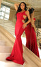 Jessica Angel JA2501 Square Neck Sleeveless Fitted Court Train Jersey Beaded Dress