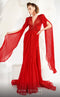 Fouad Sarkis 2569 Draped Light Pink Evening Gown with Beaded Appliqué
