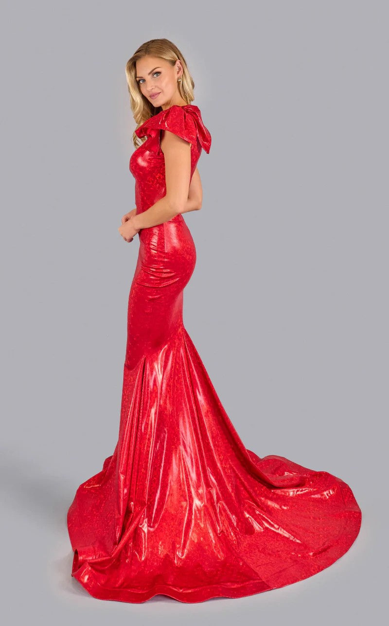 Jessica Angel JA2598 One-Shoulder Mermaid Open Back Train B’Dazzle Dress