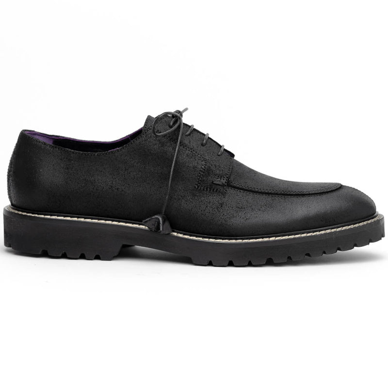 Zelli Campo Sueded Goatskin Lace-up Blucher Shoes in Black