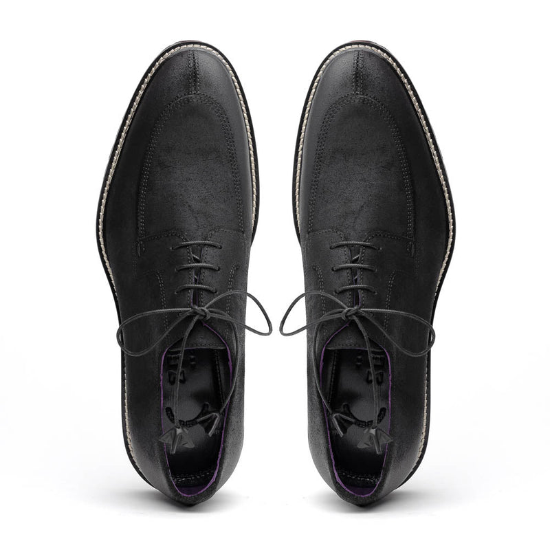 Zelli Campo Sueded Goatskin Lace-up Blucher Shoes in Black