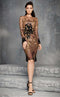 Fouad Sarkis 2613 Black-Gold Embellished Sheer Cocktail Dress by MNM Couture