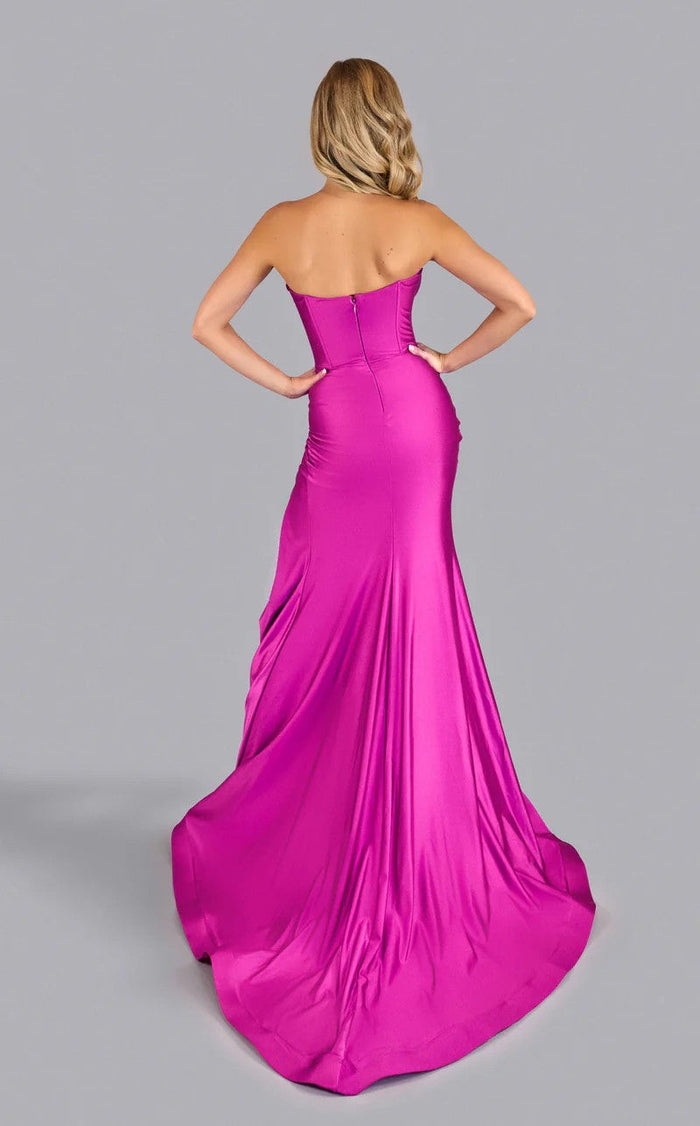 Jessica Angel JA2618 Strapless Sweetheart Fitted High Slit Open Back Ruched Jersey Dress
