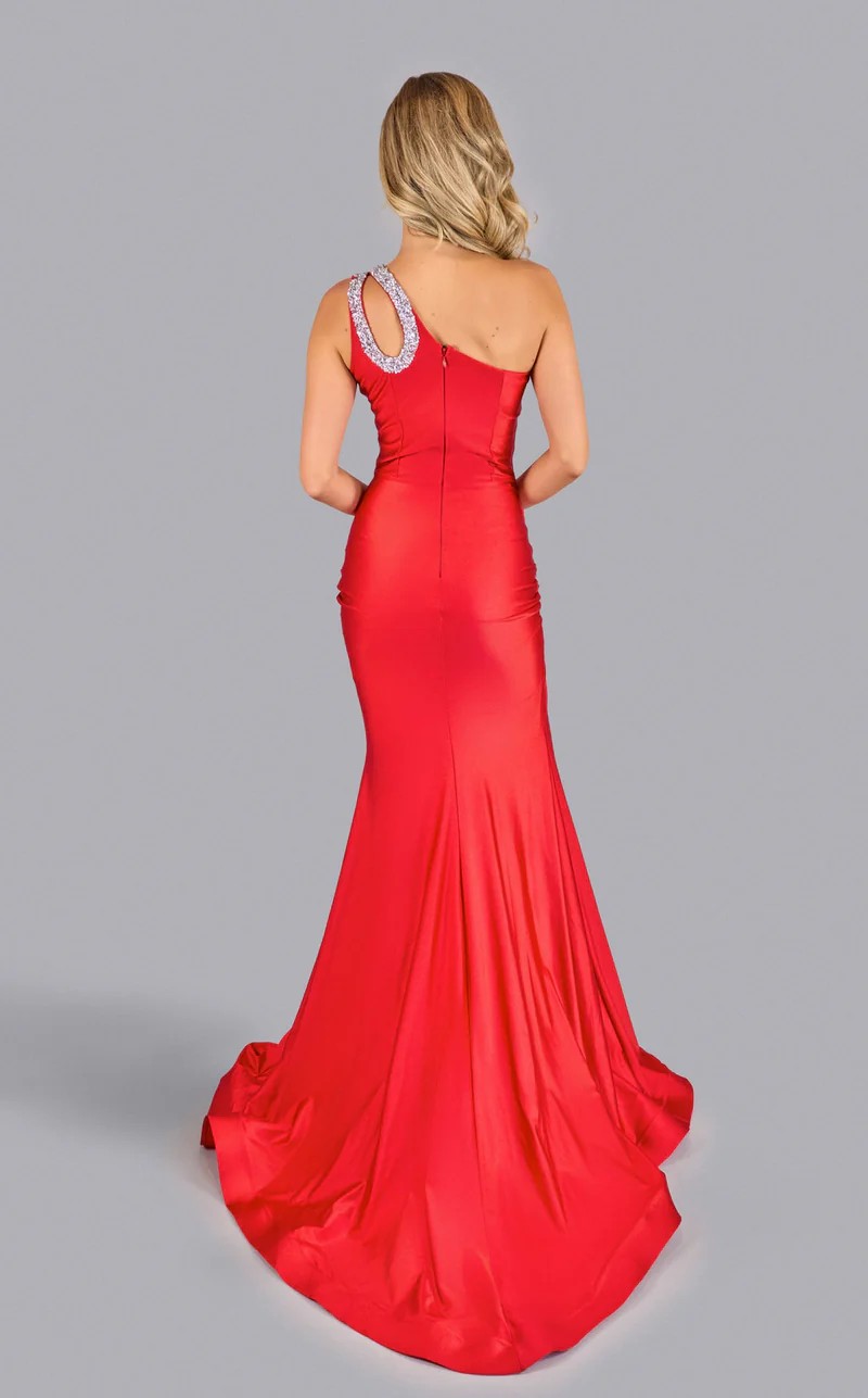 Jessica Angel JA2627 One-Shoulder Mermaid High Slit Beaded Prom Jersey Dress
