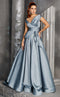 Fouad Sarkis 2629 Mint Off-Shoulder Pleated Ball Gown by MNM Couture