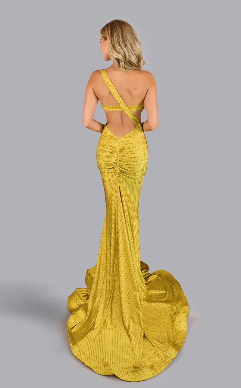 Jessica Angel JA2637 One-Shoulder Mermaid Prom Formal Crystal Jersey Dress
