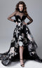MNM Couture 2715 Sheer Bodice Floral High-Low Gown in Black