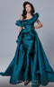 Fouad Sarkis 2727 Ruffled One-Shoulder Gown in Teal