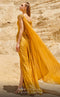 Fouad Sarkis 2744 Mint Evening Gown with Cape