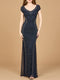 Beaded Mermaid Cap Sleeve Gown