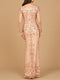 Beaded Long Sleeve V-neck Gown