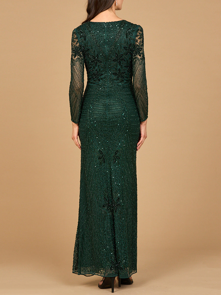 Lara 28888 Long Sleeve Beaded Maxi Mother of the Bride Gown