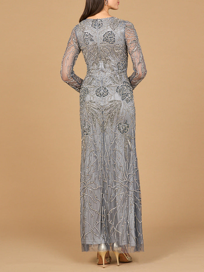 Lara 28889 High Neck Long Sleeve Beaded Mother of Bride Gown