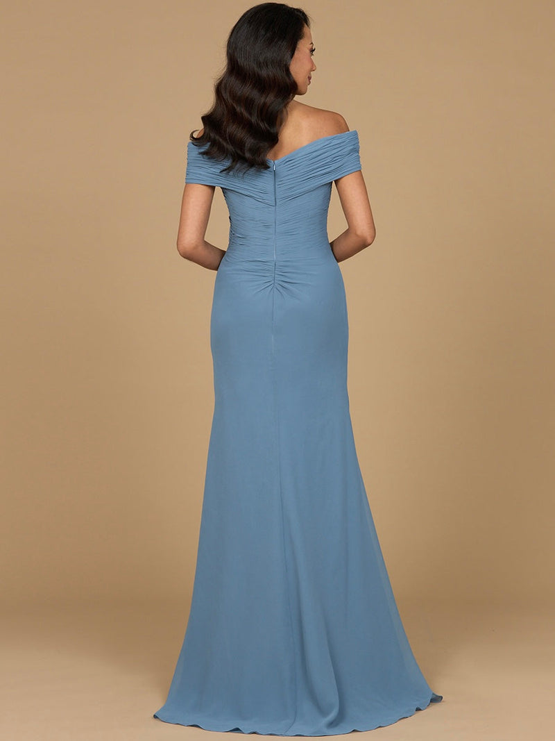 Off Shoulder Mother of Bride Dress Elegant Chiffon Gown