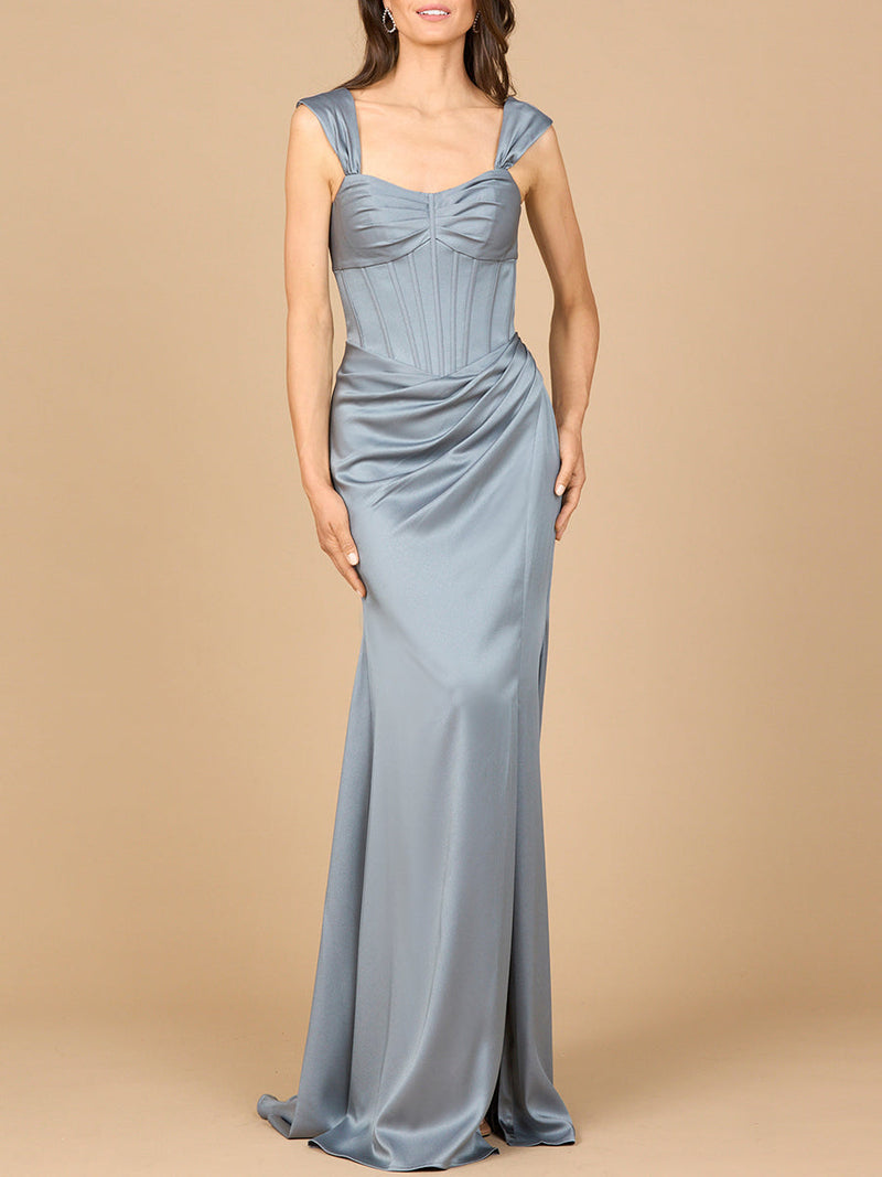 Lara 28915 Sleeveless Corset Prom Gown Long Simple Formal Evening Dress