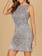 High Neck Beaded Short Dress