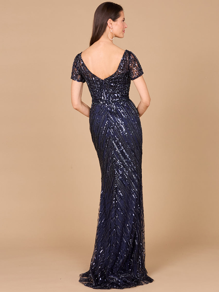 Lara 29072 Short Sleeve Beaded Mermaid Mother of the Bride Dress