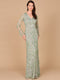 Beaded Dress with Sheer Long Sleeves