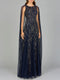 Elegant Beaded Dress with Long Cape