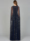 Elegant Beaded Dress with Long Cape