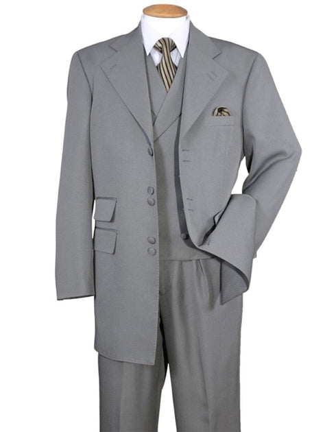 Mens Grey Suit Mens 6 Button Double Breasted Vest Zoot Suit in Grey