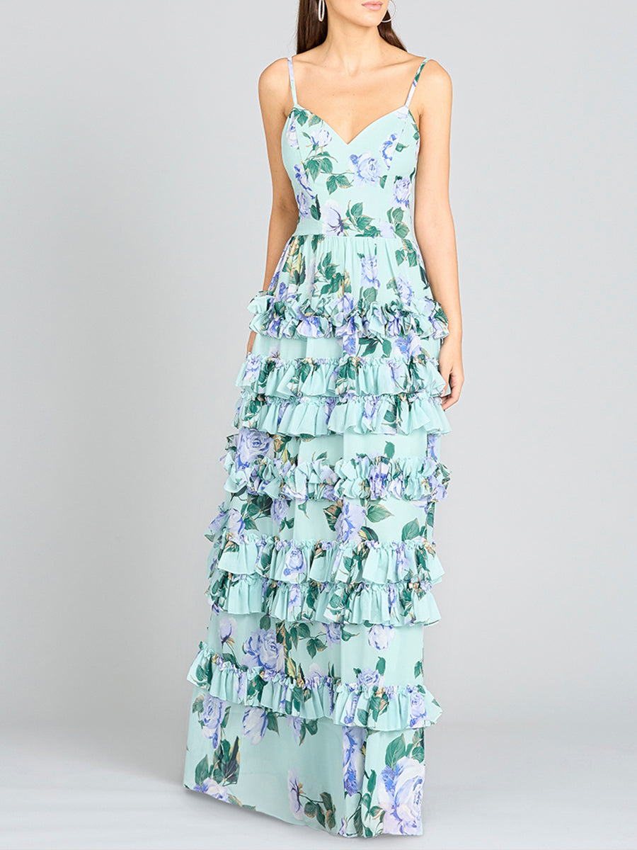 Lara 29242 Ruffle Floral Print Wedding Guest Dress