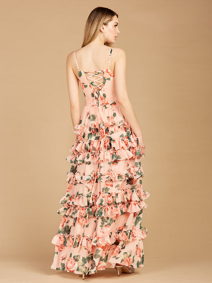 Lara 29242 Ruffle Floral Print Wedding Guest Dress