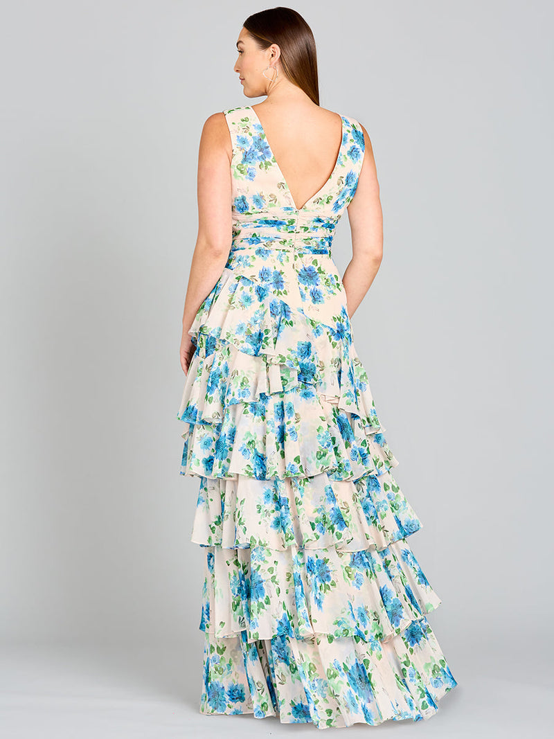 Lara 29249 Ruffle Skirt Print Wedding Guest Dress