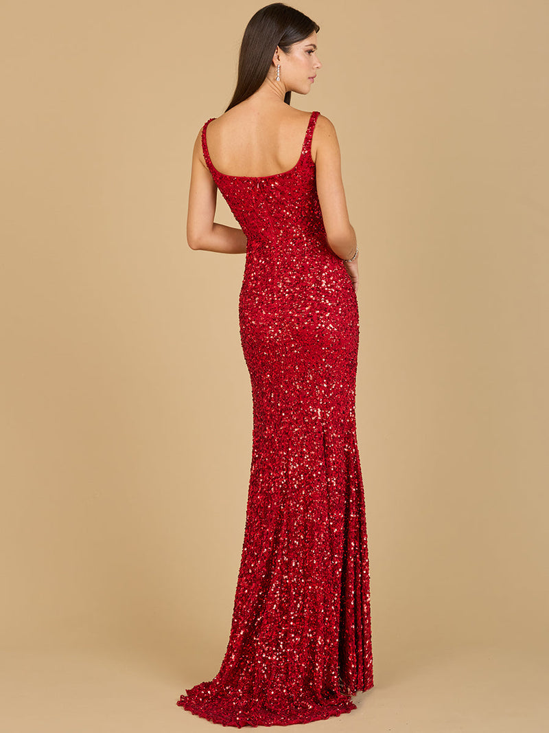 Sweetheart Neckline, Beaded Gown with Slit