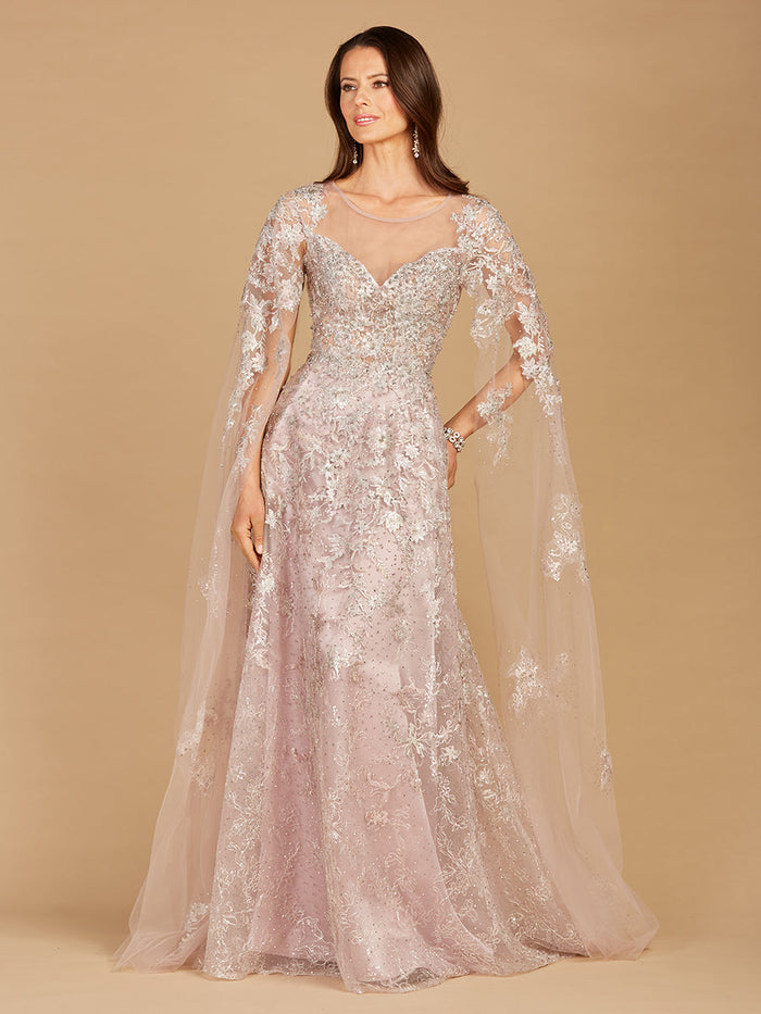 Lara 29300 Lace Mother of the Bride Dress with Cape Sleeves