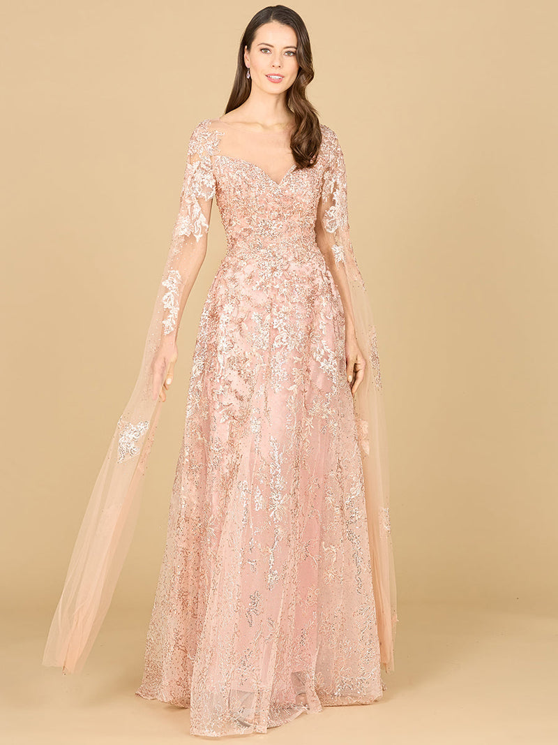 Lara 29300 Lace Mother of the Bride Dress with Cape Sleeves