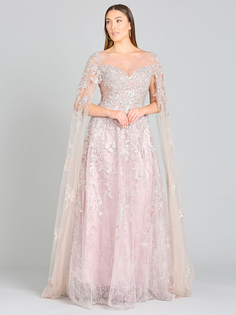 Lara 29300 Lace Mother of the Bride Dress with Cape Sleeves
