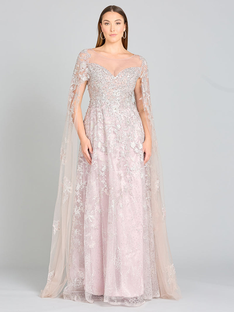 Lara 29300 Lace Mother of the Bride Dress with Cape Sleeves