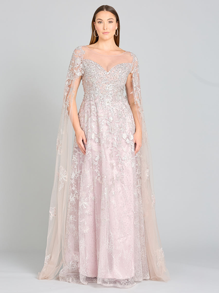 Lara 29300 Lace Mother of the Bride Dress with Cape Sleeves