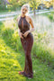 Lara 29600 Beaded Halter Neck Prom Dress Keyhole Mermaid Evening Gown