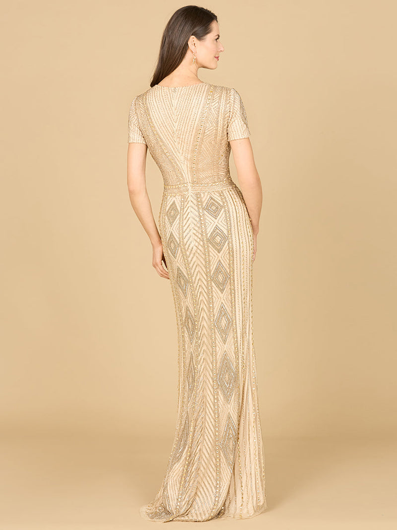 Lara 29606 - Closed Back, Cap Sleeve Dress