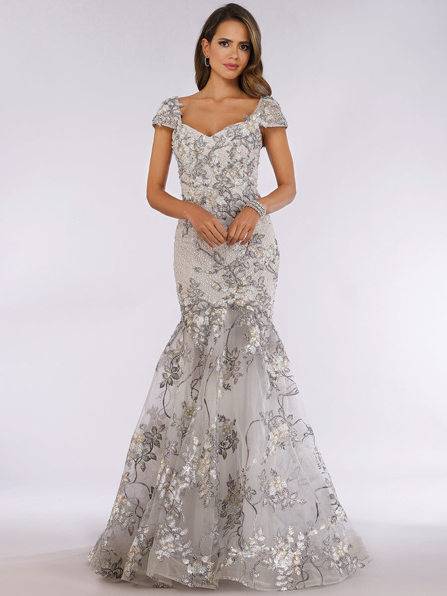 Lara 29642 - Cap Sleeve Mermaid Evening Gown