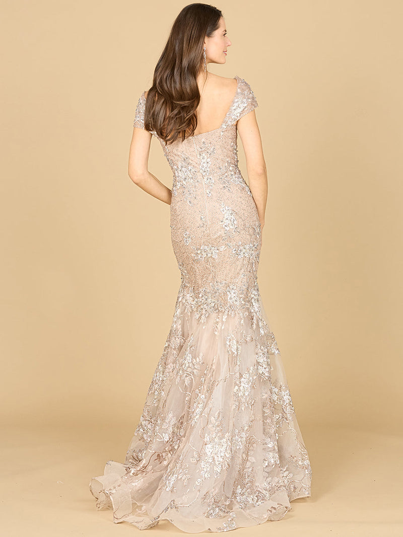 Lara 29642 - Cap Sleeve Mermaid Evening Gown