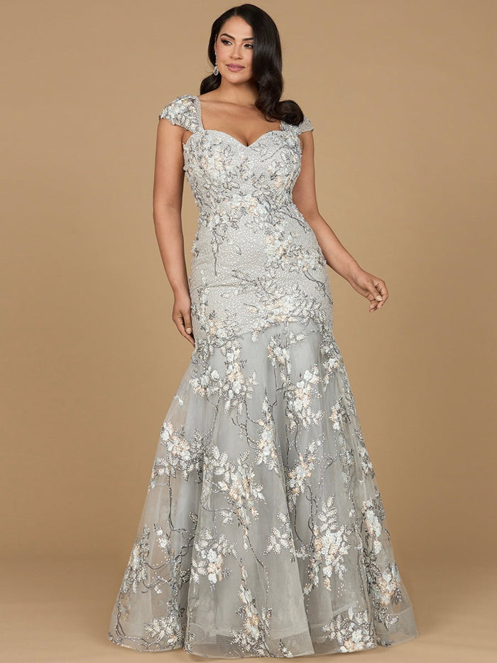 Lara 29642 - Cap Sleeve Mermaid Evening Gown