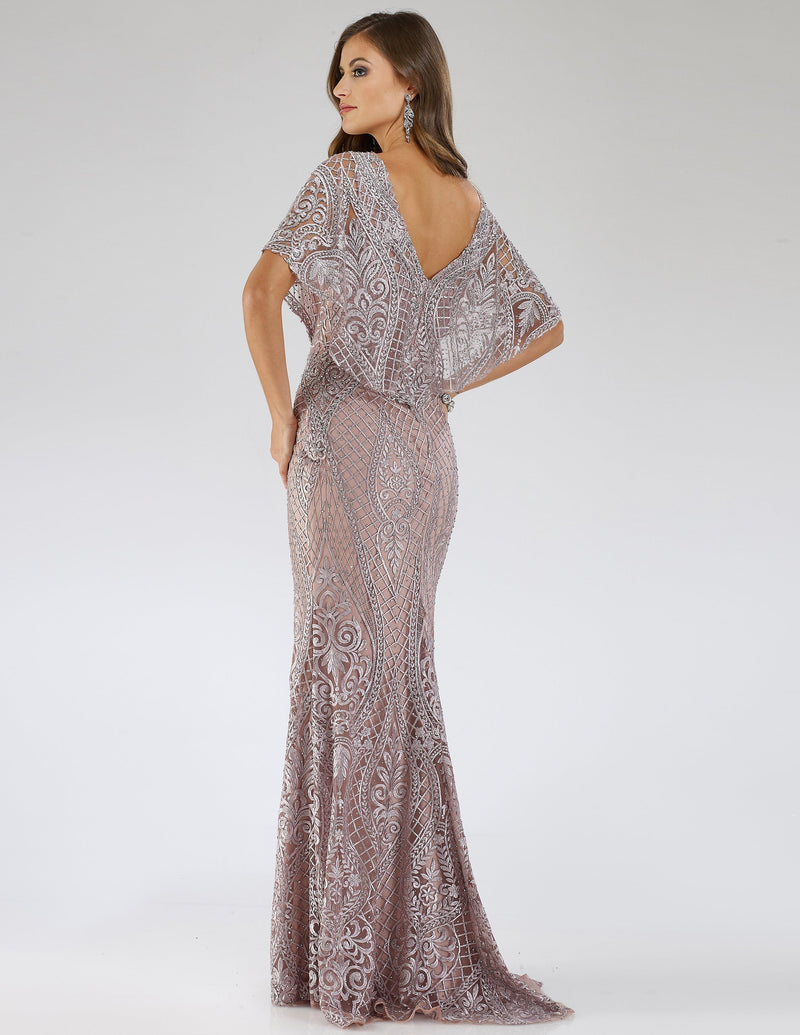 Lara 29673 Lace Short Sleeve Mother of the Bride Dress Mermaid Evening Gown