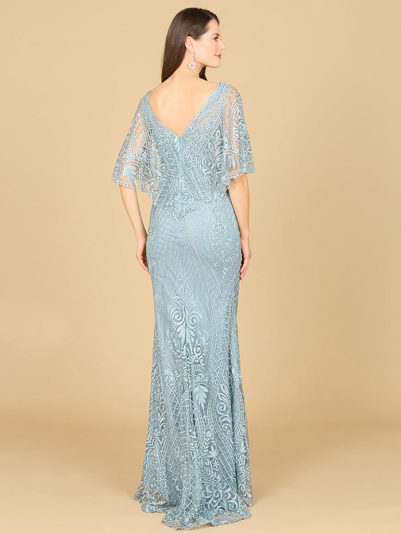 Lara 29673 Lace Short Sleeve Mother of the Bride Dress Mermaid Evening Gown