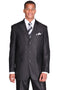 Sharkskin Black Men's Suit - 3 Button Peak Lapel Micro Pinstripe