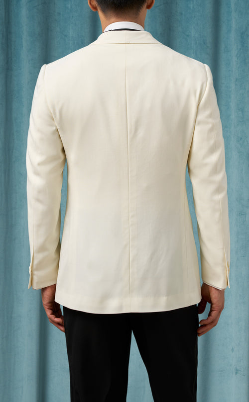 Mens Ivory Dinner Jacket  - Cream Wedding Tuxedo Jacket in Off White Blazer Shawl Collar Double breasted