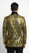 Mens Black and Gold Pattern Blazer – Gold Floral Luxury Formal Blazer Jacket for Prom, Wedding and Party Slim Fitted
