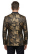 Men’s Black & Gold Paisley Tuxedo Jacket – Luxury Floral Formal Dinner Blazer Black Pants