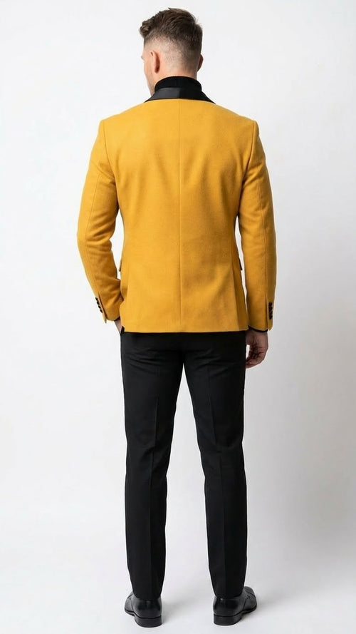 Men's Gold Shawl Lapel Blazer Tuxedo Dinner Jacket – Luxury Formal Blazer Jacket for Wedding, Party and Evening Events