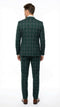 Men's Dark Green Plaid 3 Piece Suit – Checkered Suit Set for Wedding, Windowpane Tartan Fabric - Ultra Slim Fit